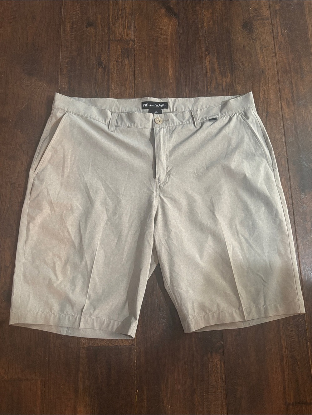 Travis Mathew Men's Light Tan Flat-Front Chino Shorts
